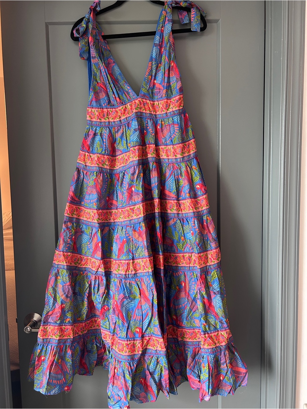 Farm Rio Tropical Print Tie-Shoulder Sundress